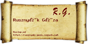 Rusznyák Géza névjegykártya
